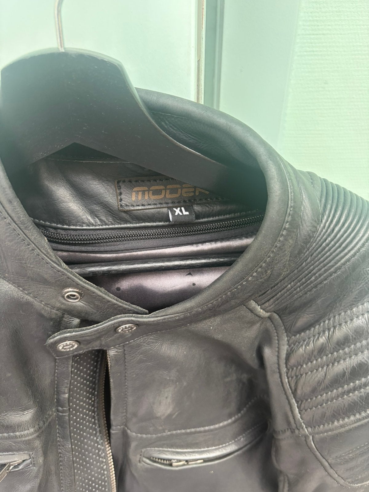 Leren motorvest met valbescherming Xl, Motoren, Ophalen, Tweedehands, Heren, Jas | leer