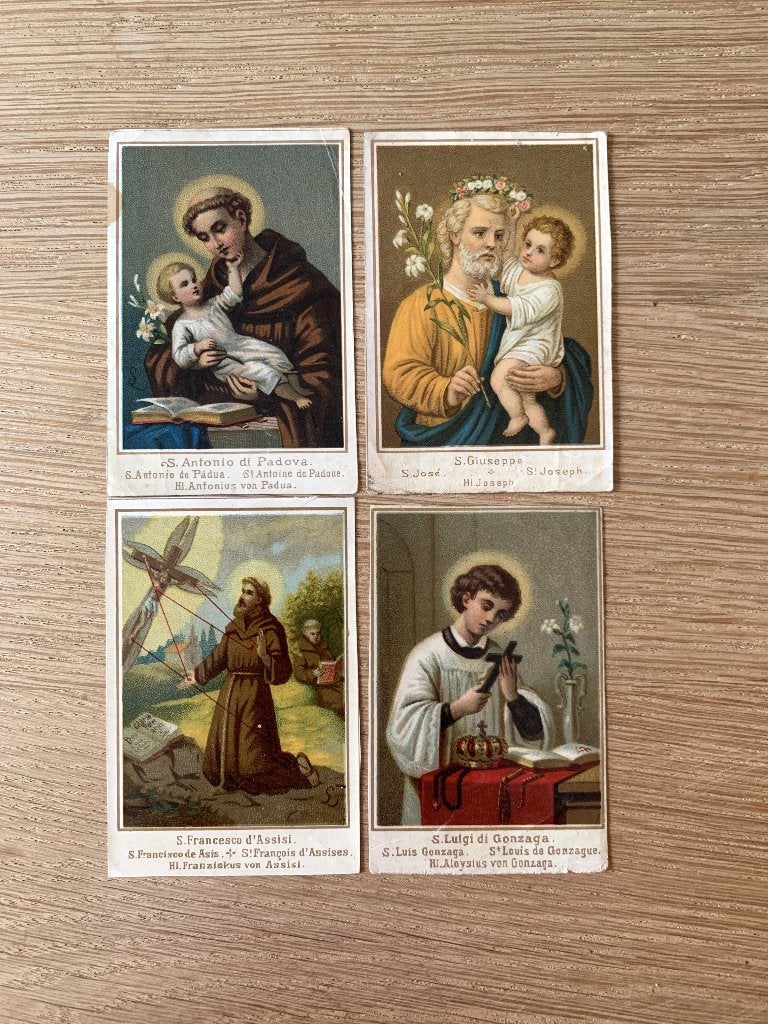 4 antieke Chromolitho's Religie Heiligen, Collections, Enlèvement ou Envoi, Utilisé, Carte ou Gravure, Christianisme | Catholique