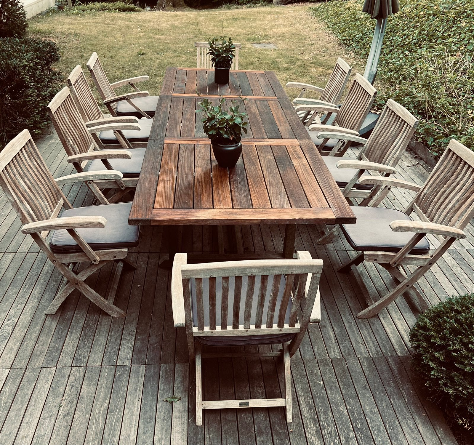 Outdoor teak table& 10 chairs, Jardin & Terrasse, Ensembles de jardin, Enlèvement, Comme neuf