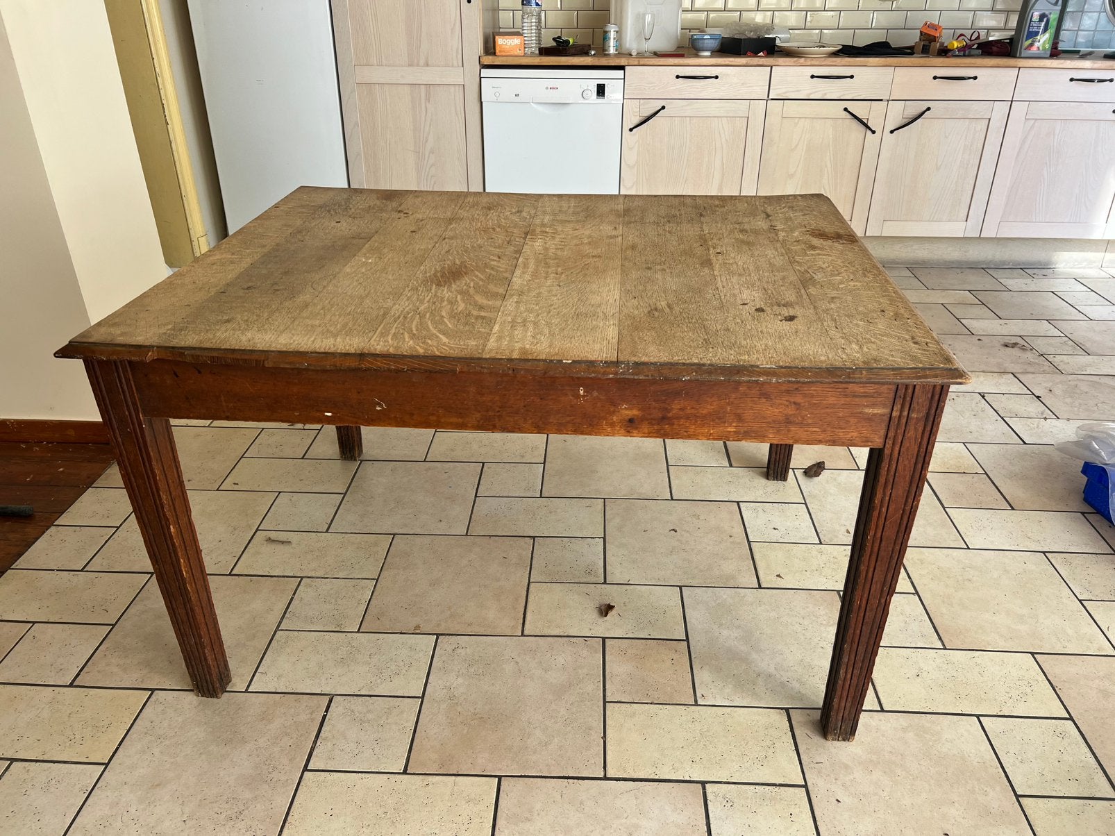 Table en hetre a donner, Ophalen, Overige materialen, 100 tot 150 cm, Vierkant