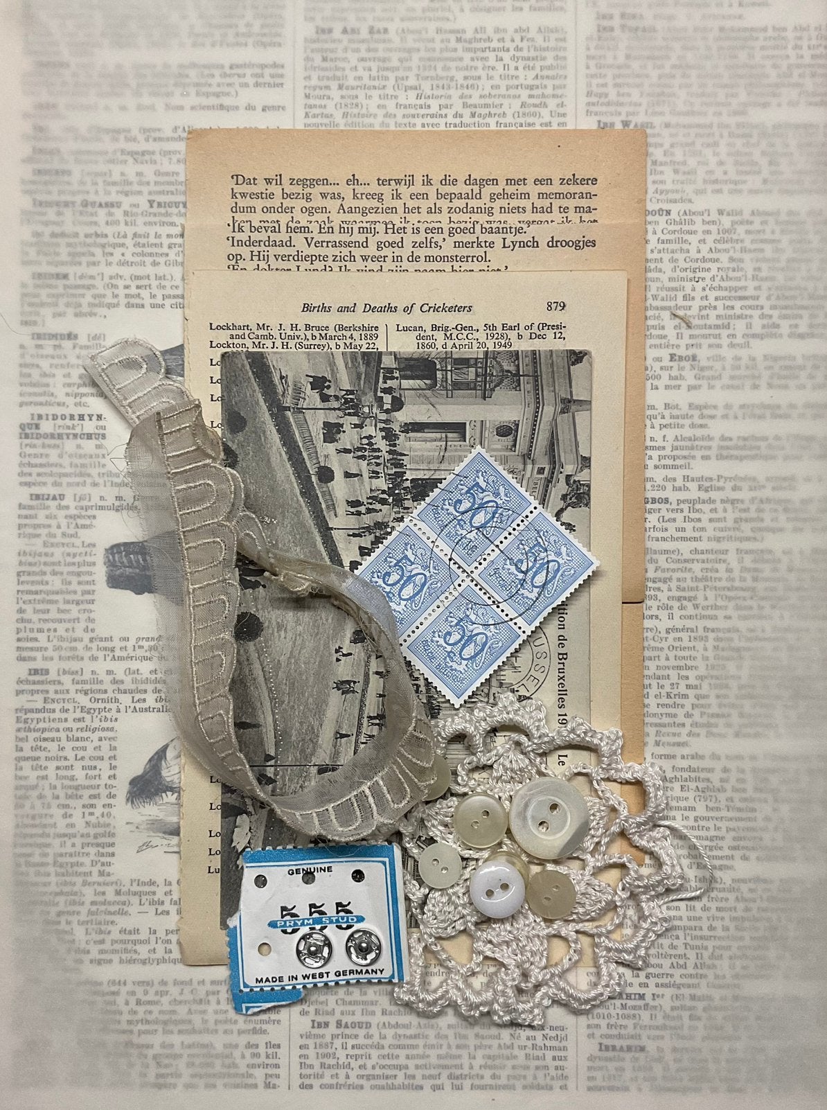 Pakket met vintage papier en textiel, Ophalen of Verzenden, Gebruikt, Papier of Karton