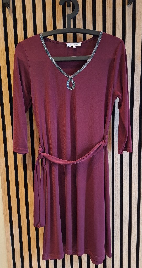 jurk met glitterstrook, Kleding | Dames, Lola & Liza, Zo goed als nieuw, Knielengte, Rood