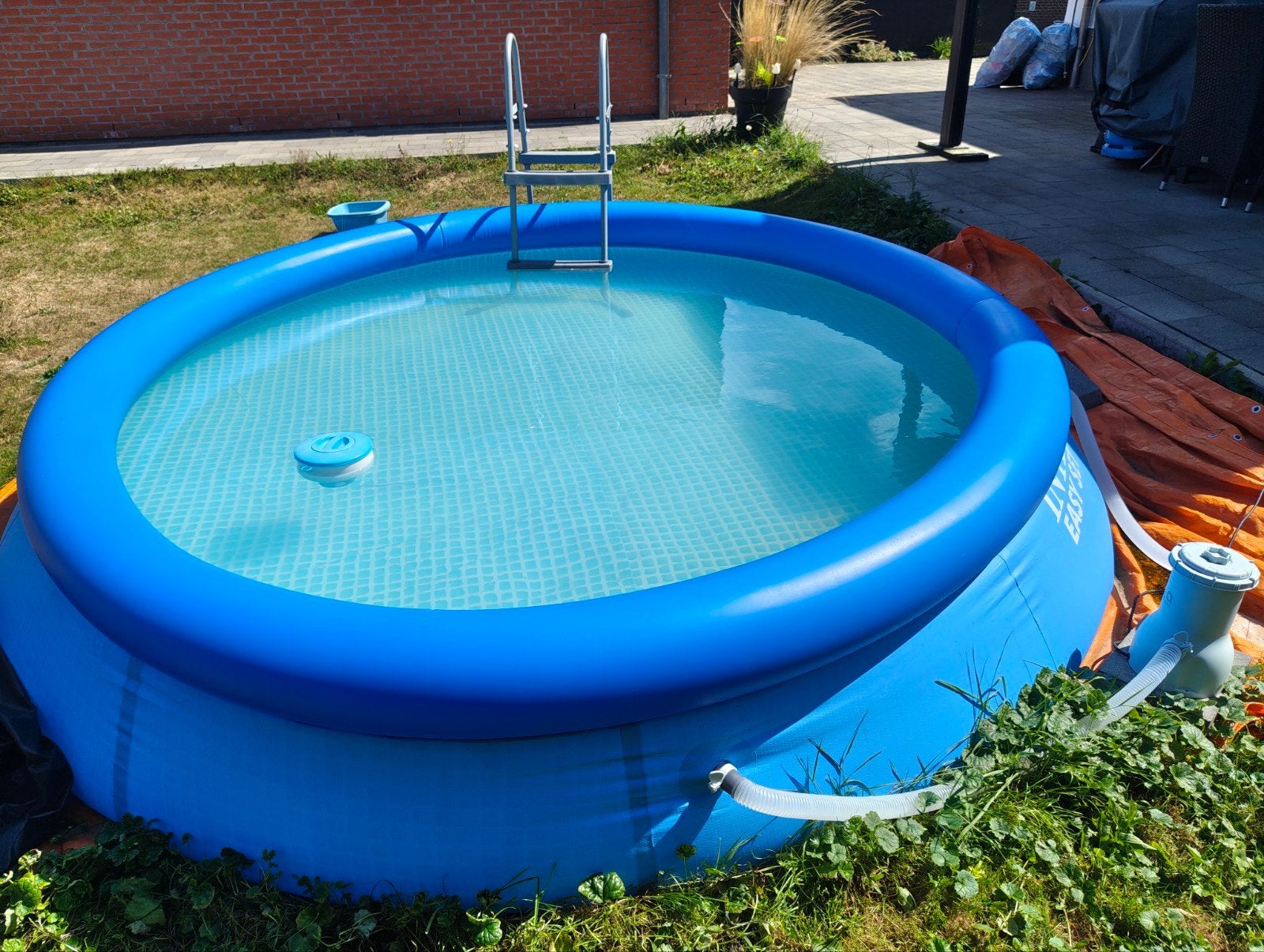 Zwembad Intex met Ladder, Filtersysteem en Chloorvlotter, Jardin & Terrasse, 200 à 400 cm, Piscine gonflable, Rond, Enlèvement