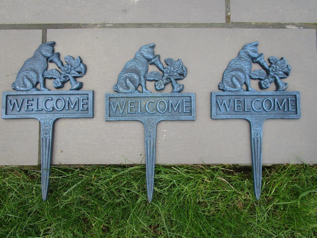 tuinborden kat met bloem, Ophalen, Zo goed als nieuw