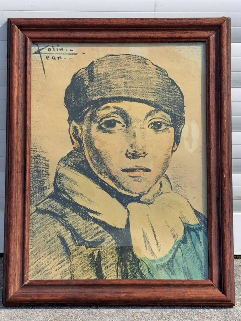 lithographie ecolier en 1930 signe jean colin, Antiquités & Art, Enlèvement ou Envoi