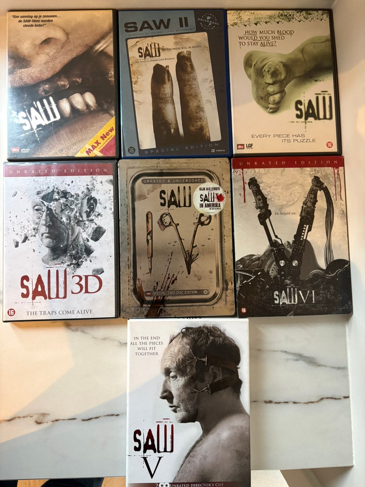 Lot Saw dvd’s, Cd's en Dvd's, Vanaf 16 jaar, Nederlands, Film, Zo goed als nieuw