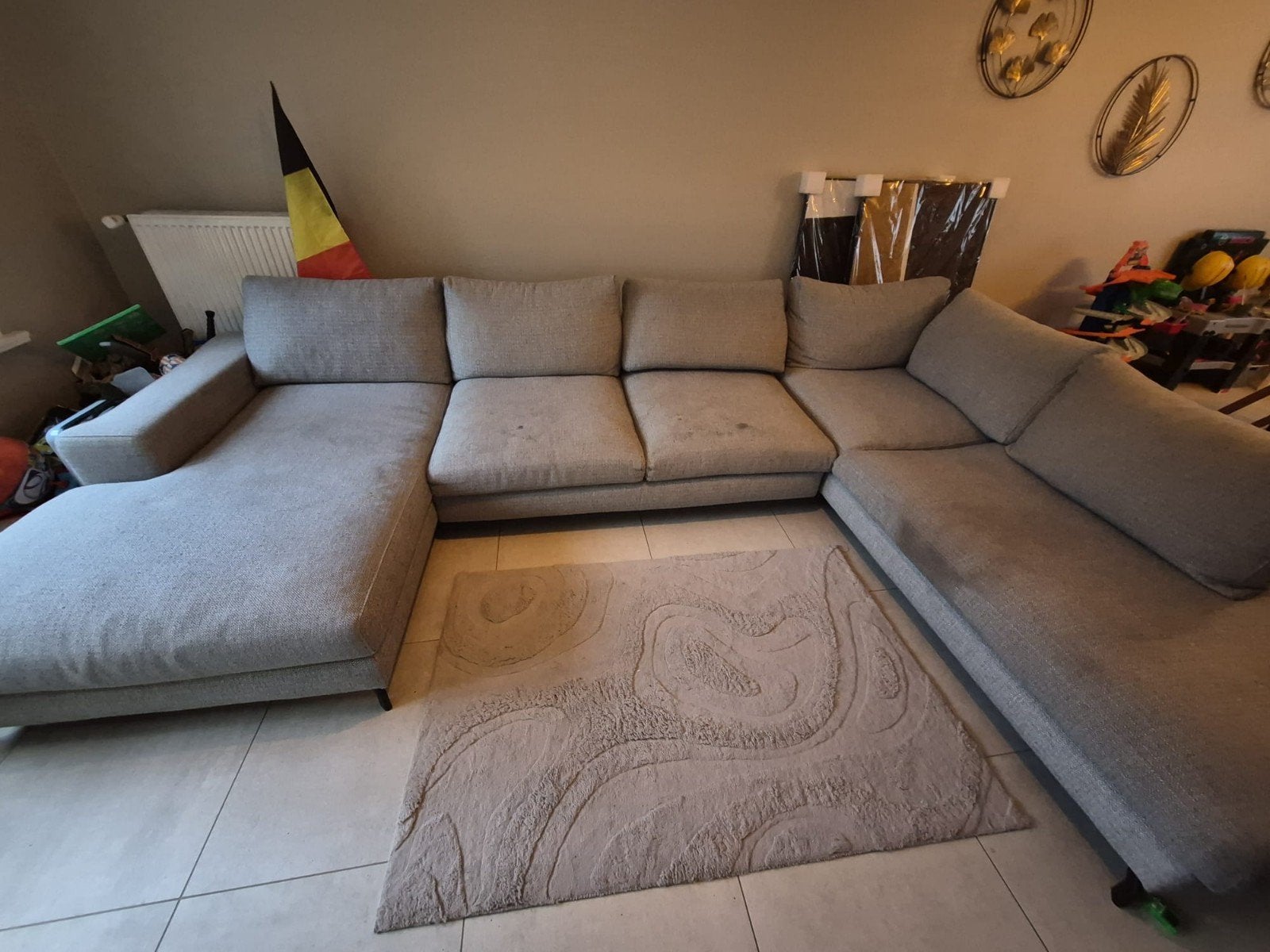 Grand canapé en U (360 cm) – À venir chercher pour 250 €, Maison & Meubles, Enlèvement, Utilisé, Tissus