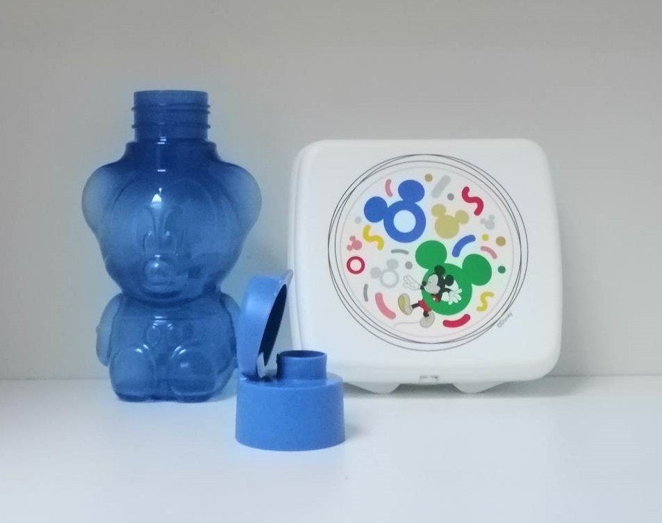 Tupperware™ « Lunchset - Disney - Mickey » blauw, Huis en Inrichting, Nieuw, Met deksel, Drinkfles, 350 ml