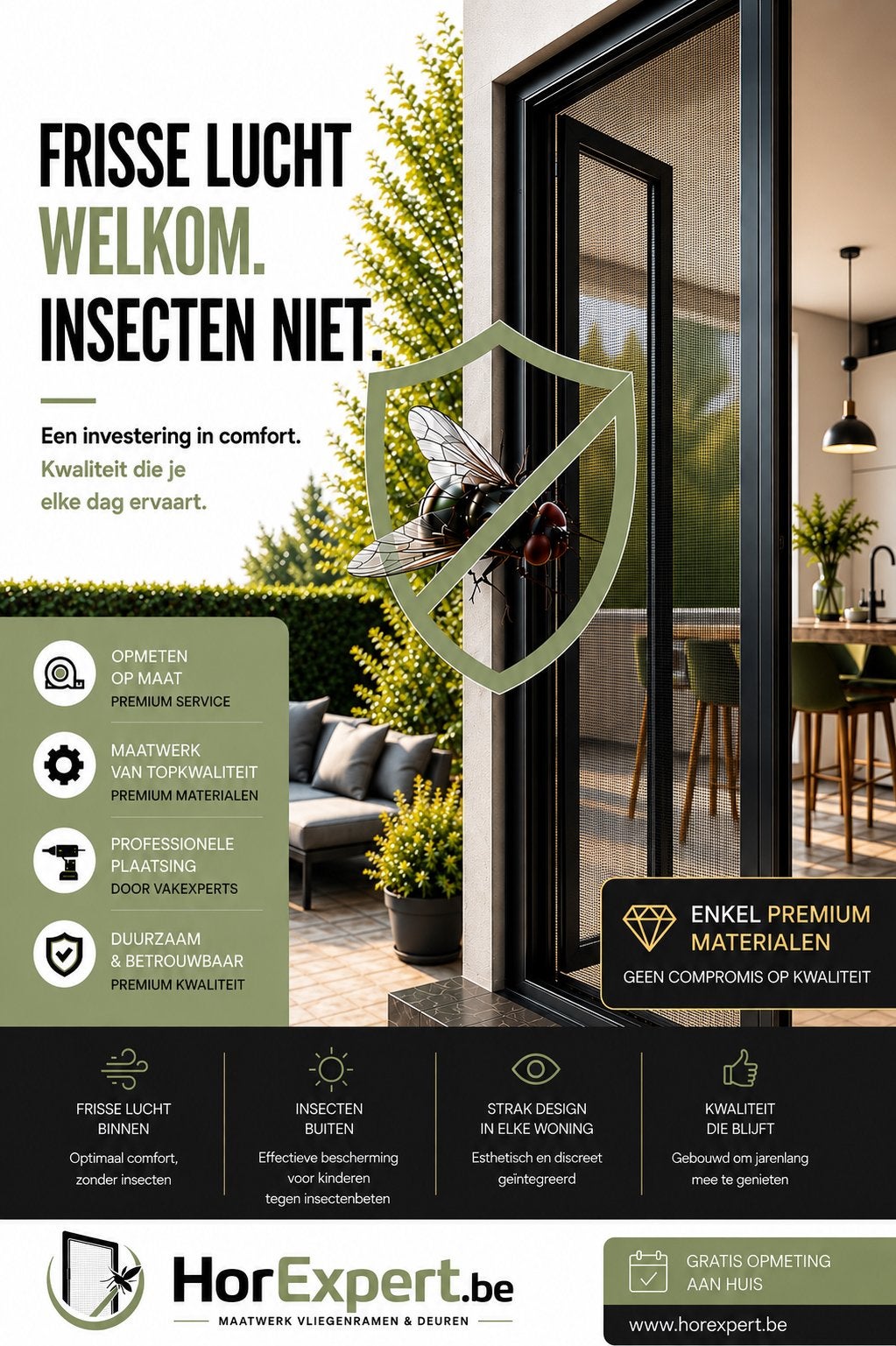 Frisse lucht welkom. Insecten NIET. |vliegenramen en -deuren, Tuin en Terras, Ophalen, Zo goed als nieuw