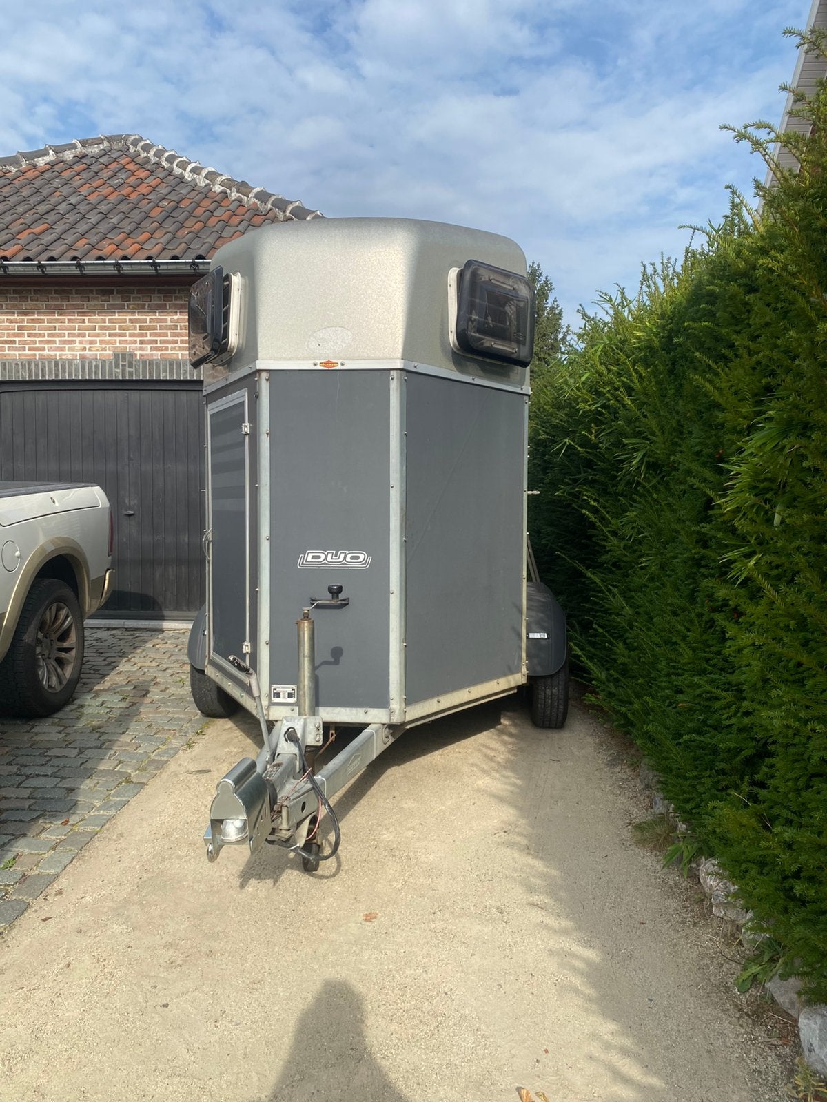 2 paards trailer bockman duo, Enlèvement, Utilisé, Bois, Remorque 2 chevaux