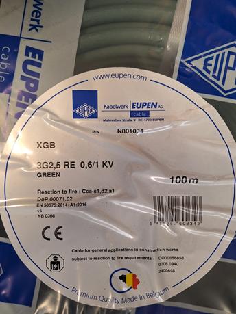 Câble XGB 3G2.5 vert 100 mètres, Enlèvement ou Envoi, Neuf, Câble ou Fil électrique