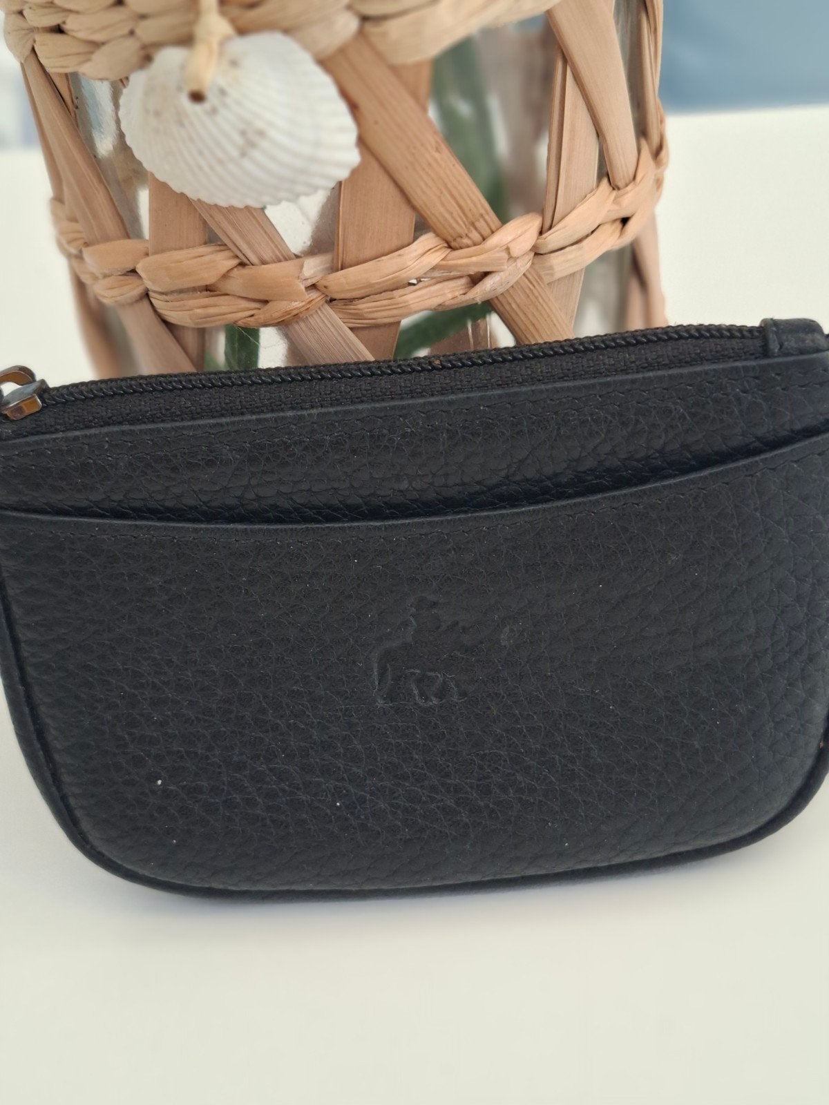 Portemonnee zwart 11x7cm (Inno), Handtassen en Accessoires, Ophalen, Zwart, Leder