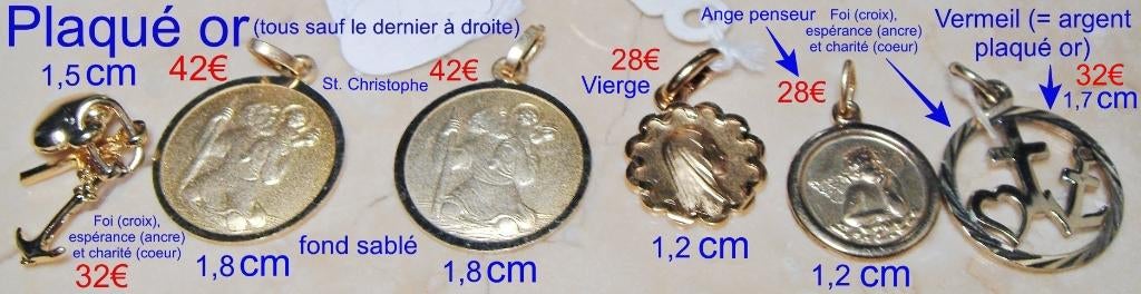 Pendentif plaqué or Vierge, Ange, St Christ, Foi/Esp/Charité, Neuf, Enlèvement ou Envoi, Autres couleurs, Autres représentations