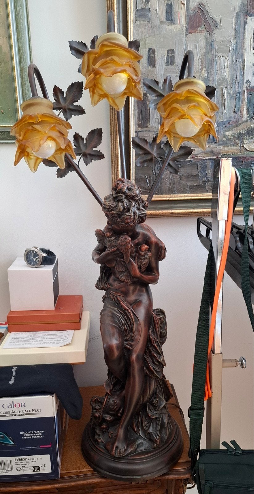 Antieke lamp brons CARRIER BELLEUSE, Antiek en Kunst, Ophalen