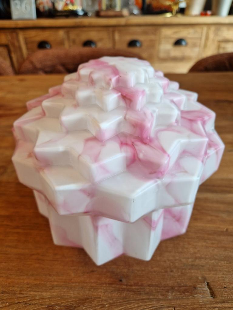 Art Deco lampenkap roze gemarmerd glas, Antiek en Kunst, Ophalen of Verzenden