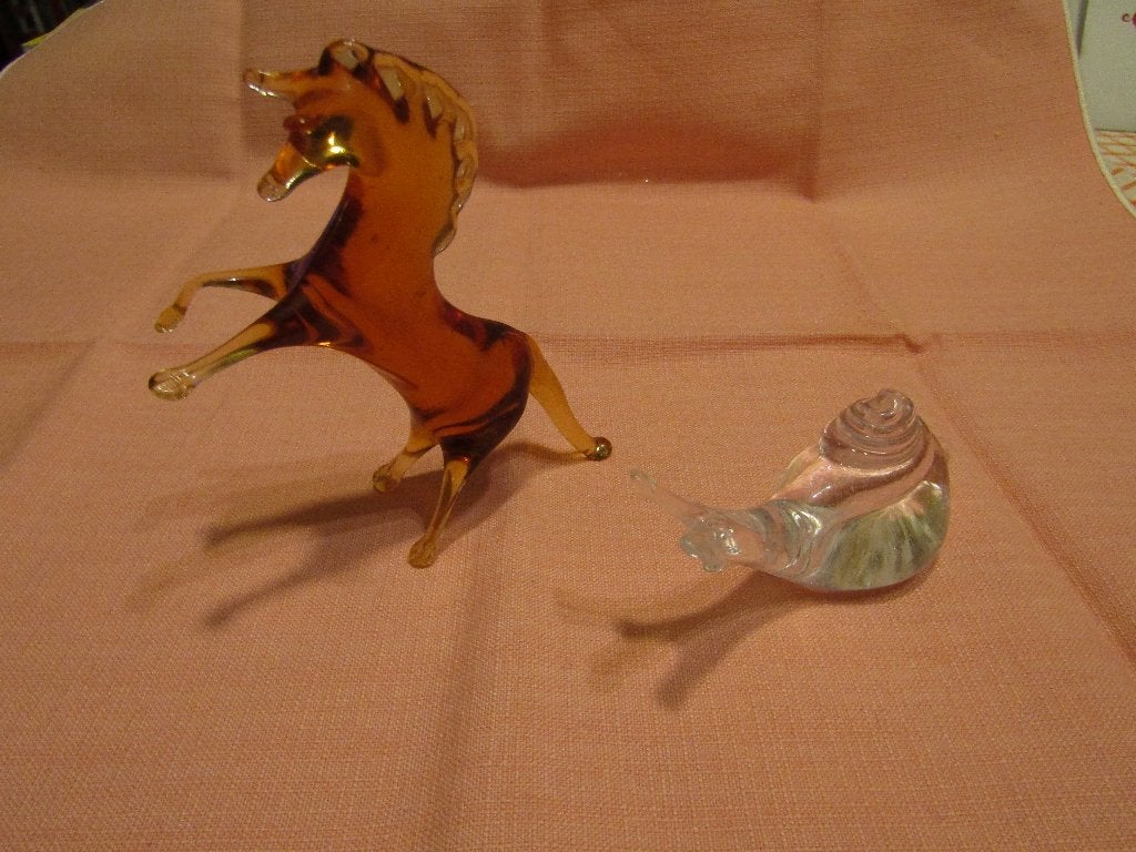 Splendide animaux : cheval et escargot en cristal Valléry, Enlèvement ou Envoi
