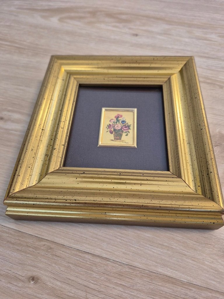 Miniatuurschilderij op 23karaats bladgoud made in Italy, Antiquités & Art, Art | Lithographies & Sérigraphies, Avec certificat d'authenticité