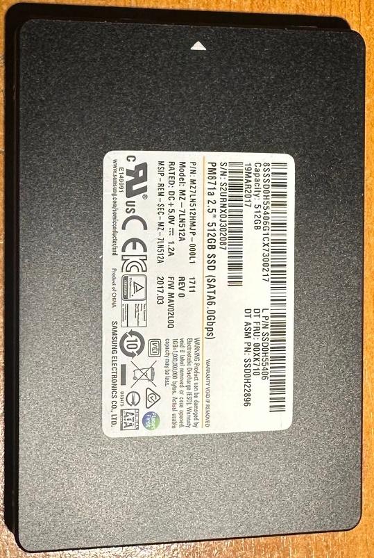 Samsung PM871a 2,5" 512GB, Computers en Software, Intern, Ophalen of Verzenden, Zo goed als nieuw, Samsung