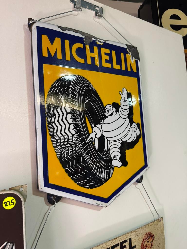MICHELIN banden emaille reclamebord, Verzamelen, Ophalen of Verzenden, Gebruikt, Reclamebord