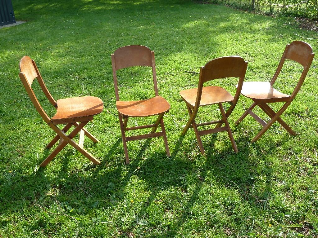 Lot de 4 chaises pliantes, Maison & Meubles, Chaises, Brun, Enlèvement, Utilisé, Bois