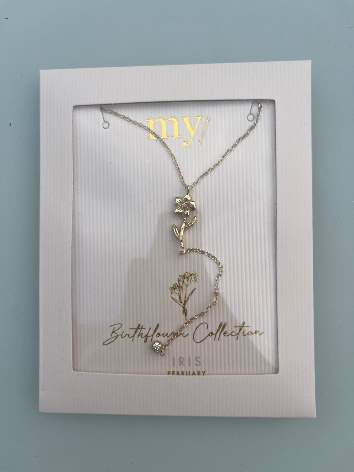 NIEUW My Jewellery Birth Flower ketting met bedel en strass, Ophalen, Nieuw, Goud