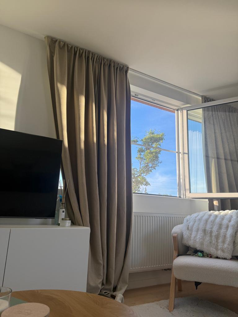 Gordijnen te koop, Huis en Inrichting, Stoffering | Gordijnen en Lamellen, Ophalen, Zo goed als nieuw, Beige