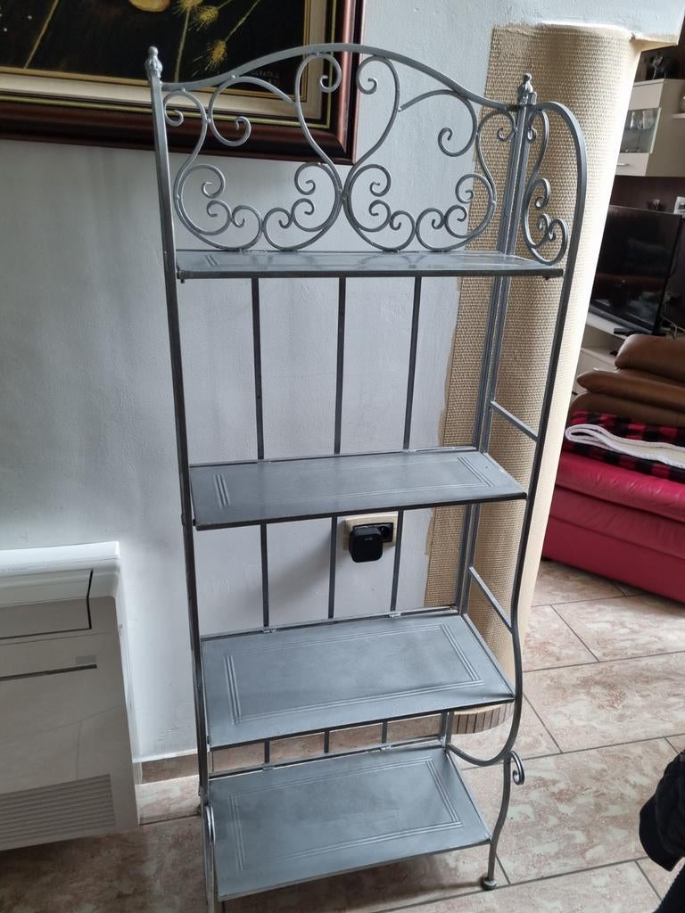 Étagères en fer forger a 4 niveaux couleur gris clair, Maison & Meubles, Accessoires pour la Maison | Étagères