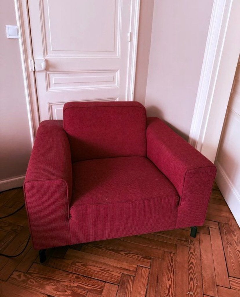 Fauteuil Gaverzicht bordeaux, Ophalen, Zo goed als nieuw, Metaal