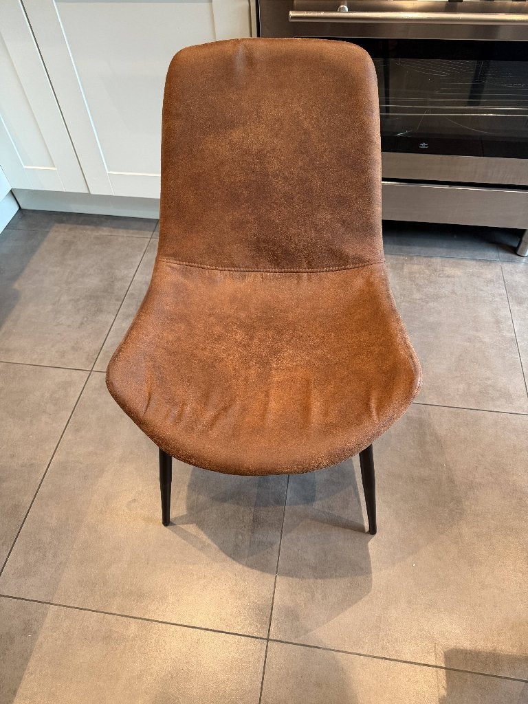 Cognac stoffen stoelen (6 stuks), Maison & Meubles, Chaises, Comme neuf, Brun, Enlèvement, Cinq, Six Chaises ou plus