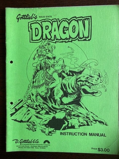 GOTTLIEB DRAGON MANUEL D'INSTRUCTIONS (état solide), Collections, Machines | Flipper (jeu), Enlèvement ou Envoi, Flipper (jeu)