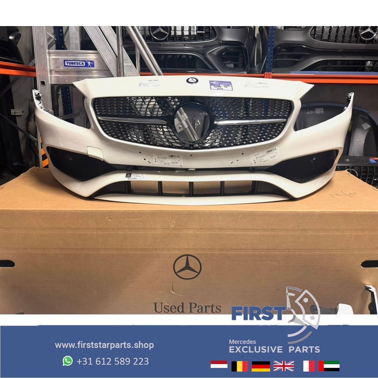 W176 FACELIFT AMG Voorbumper COMPLEET Mercedes A Klasse 2018, Gebruikt, -, Voor, Ophalen of Verzenden