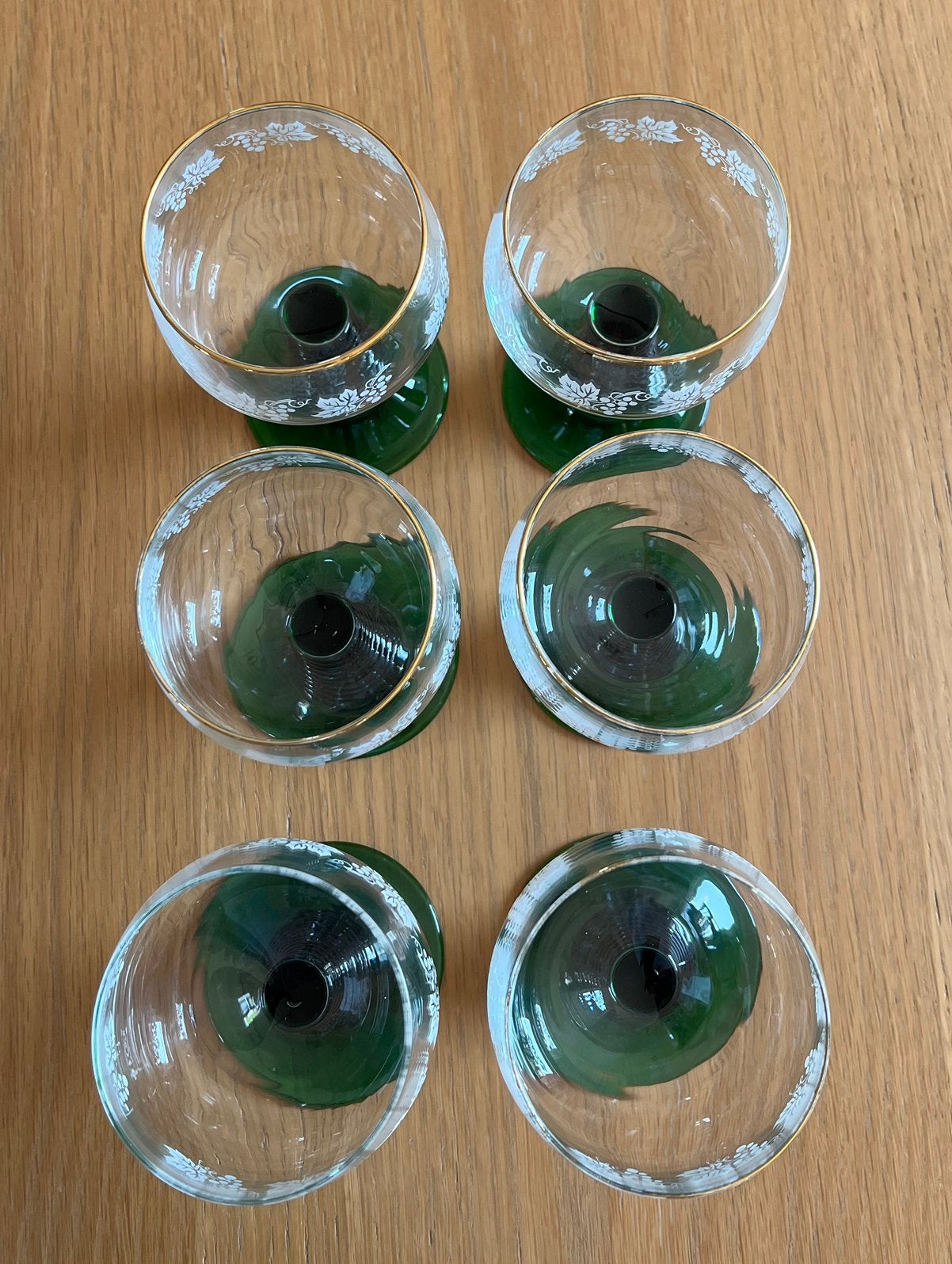 6 vintage bedrukte wijnglazen, Collections, Verres & Petits Verres, Enlèvement, Comme neuf