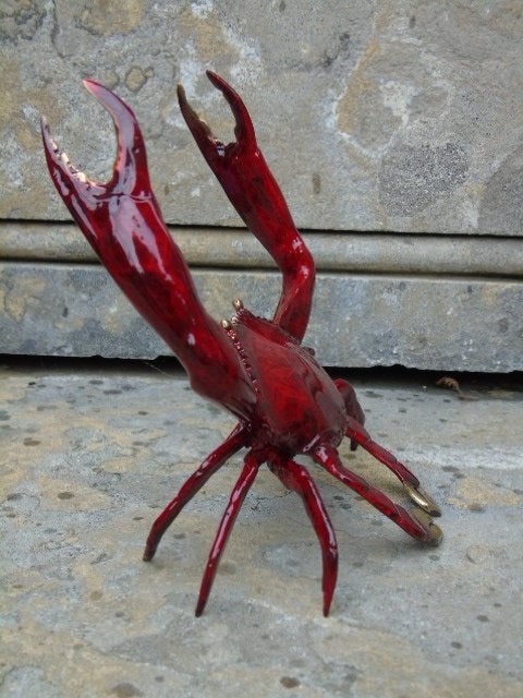 crabe en bronze taille naturel pat couleurs, Antiquités & Art, Enlèvement ou Envoi, Bronze