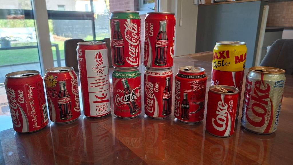 11 canettes de Coca-Cola - vides - début des années 90, Enlèvement ou Envoi