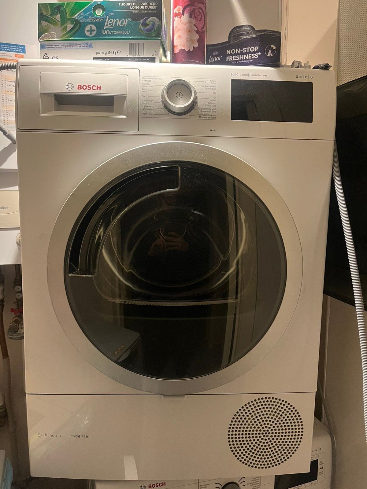 Bosch Serie 6 Warmtepompdroger 9kg – SelfCleaning (A++), Ophalen, Gebruikt, Minder dan 85 cm, 8 tot 10 kg