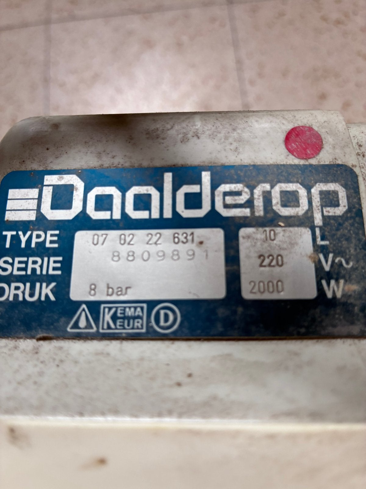 Boiler 10 liter Daalderop - Close-in 10, Enlèvement
