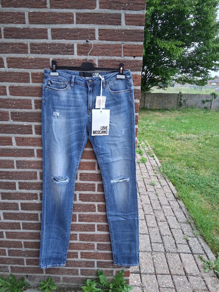 Dames jeans broek Love Moschino Mt32, Maat 38/40 (M), Love Moschino, Blauw, Nieuw