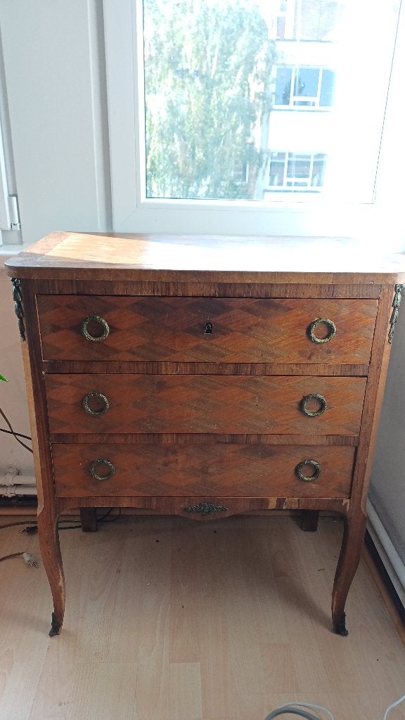 Urgent Commode bois marqueterie louis XVI 1930 1950, Enlèvement