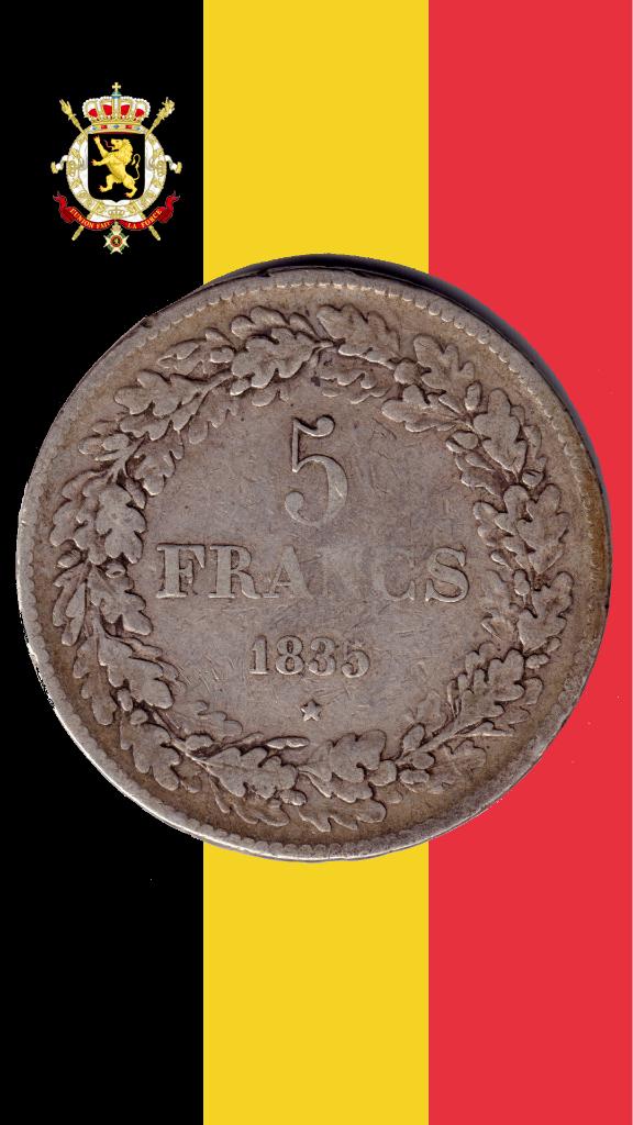 5 frank 1835 positie A - Leopold I, Verzenden, Zilver, Losse munt, Zilver