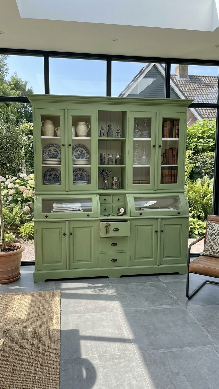 Unieke Buffetkast- Handafgewekt in de kleur Capability Green, Huis en Inrichting, 200 cm of meer, Nieuw, Ophalen of Verzenden