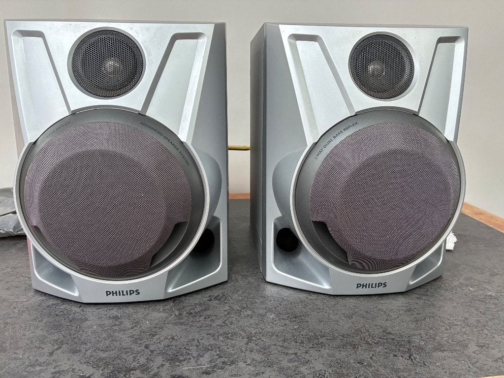 2 luidsprekers Philips, Audio, Tv en Foto, Luidsprekerboxen, Ophalen, Gebruikt, Front, Rear of Stereo speakers, Philips