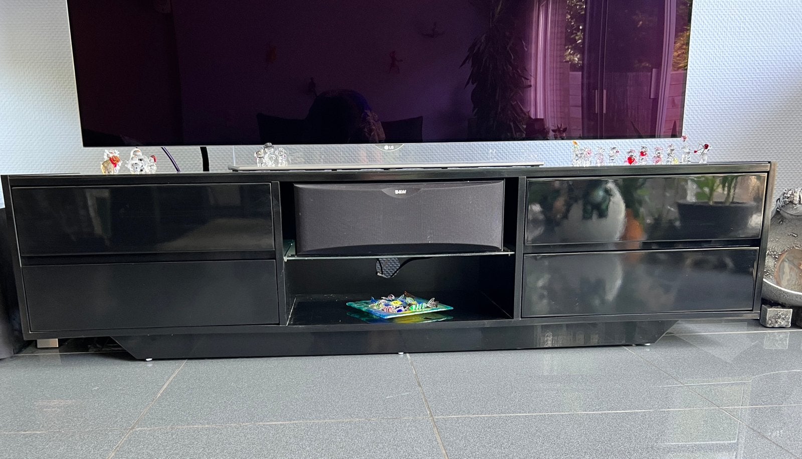 zwarte hoogglans TV kast, Huis en Inrichting, Ophalen, 150 tot 200 cm, Zo goed als nieuw, Minimalistisch