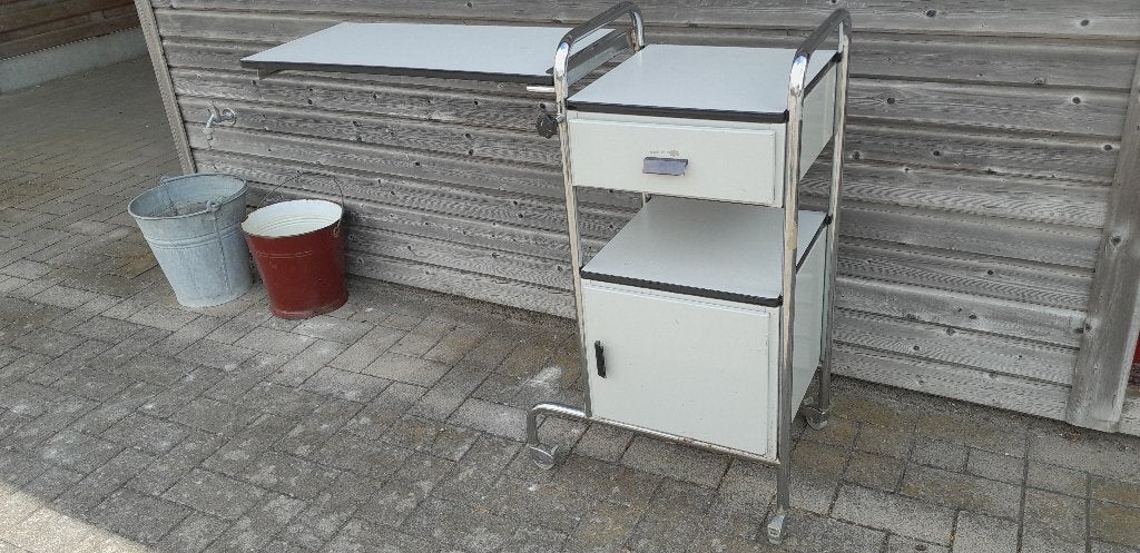 Vintage ziekenhuis wagentje chrome en formica medisch meubel, Ophalen