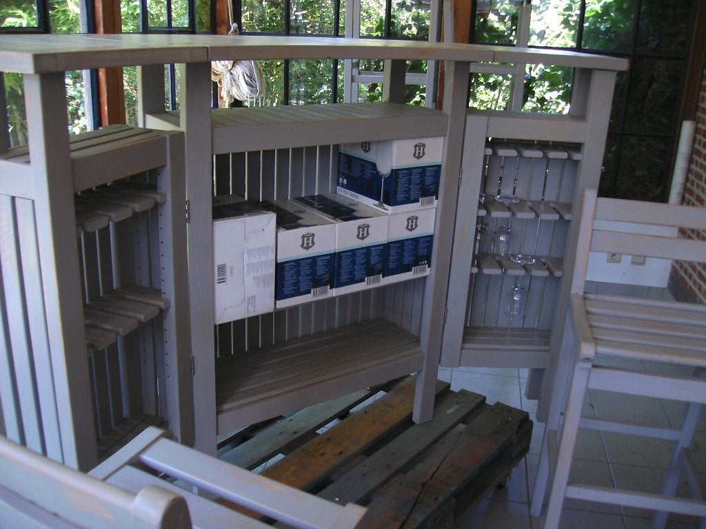 Barmeubel + 6 barstoelen, Ophalen, Zo goed als nieuw