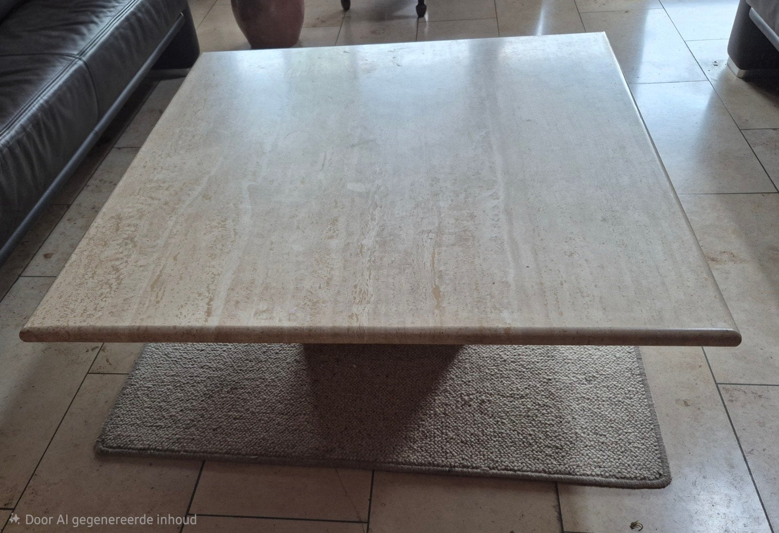 Een gepolijste travertin salontafel, Enlèvement, Utilisé, Beige