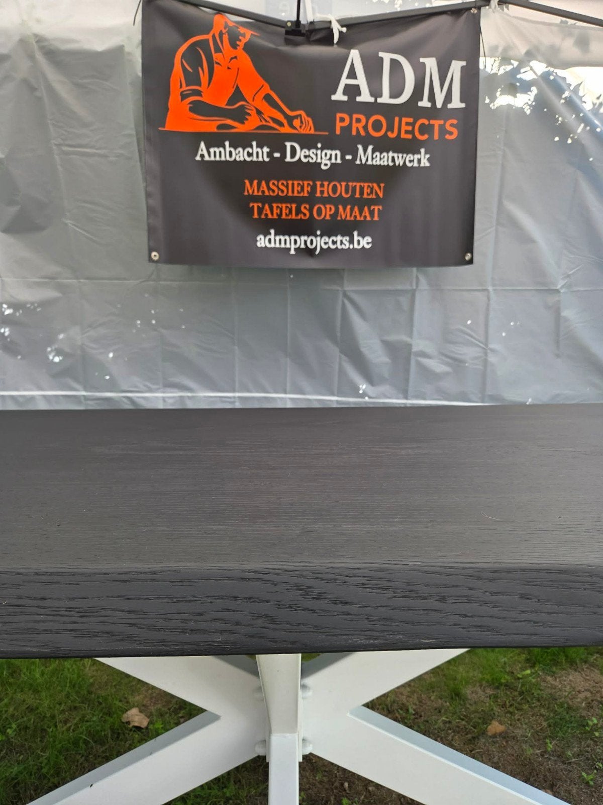 massief eiken boomstamtafel donker nieuw, Huis en Inrichting, Ophalen, Nieuw