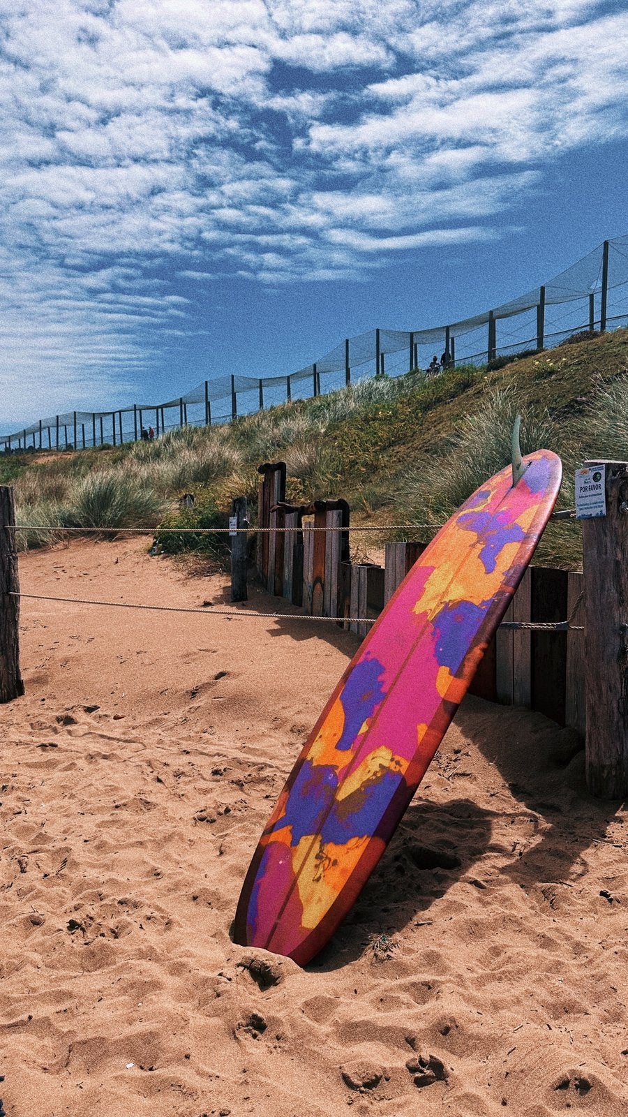 Longboard 9.2 (Angke - Flow and Soul) + fin + leash, Ophalen, Zo goed als nieuw, Longboard
