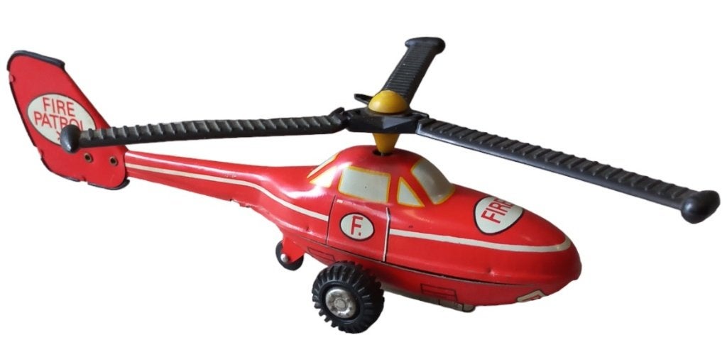 vintage Tin Toy "Fire Patrol" helicopter, Antiek en Kunst, Ophalen of Verzenden