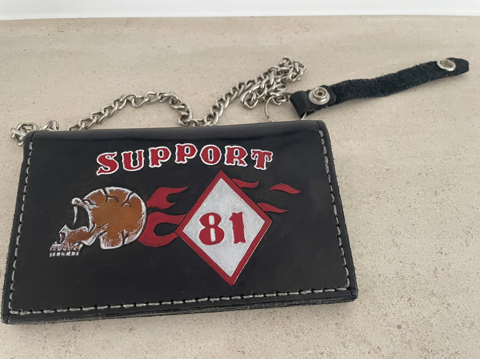 Hells Angels Genk Leren Portemonnee met Ketting hand made, Autres marques, Cuir, Enlèvement ou Envoi, Comme neuf