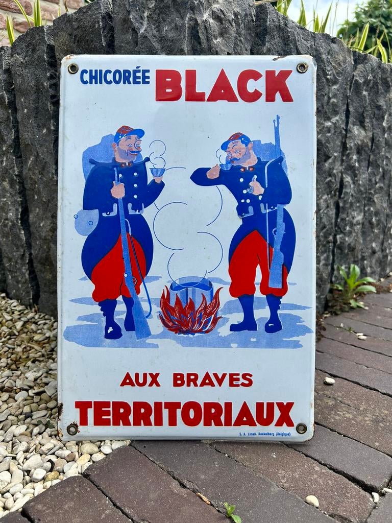 Chicorée black emaillebord/reclamebord, Verzamelen, Merken en Reclamevoorwerpen, Ophalen of Verzenden, Zo goed als nieuw, Reclamebord